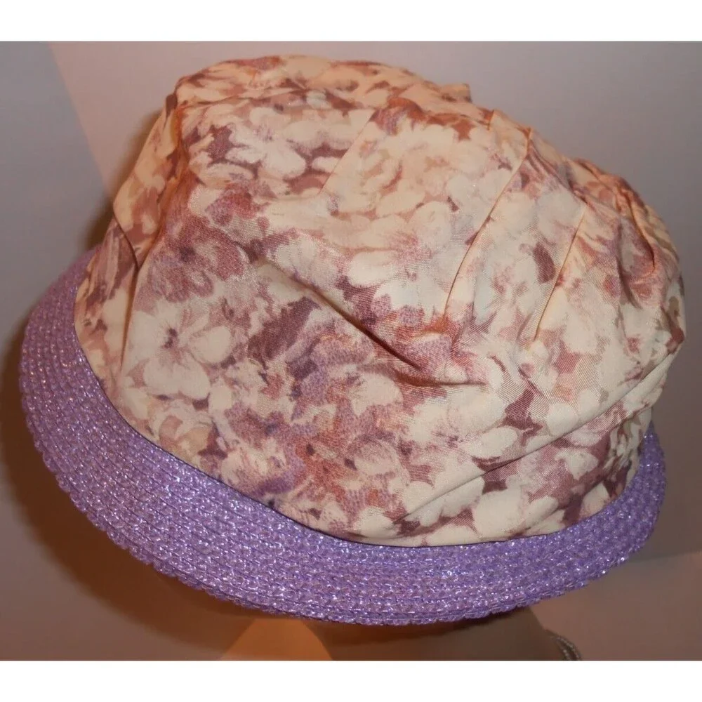 Women's Vintage Hat Marie Buffehr 1960s Purple Print Small 20